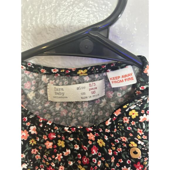 Zara Baby Collection Peasant Blouse Black Multicolor Floral, Size 2-3Y - Picture 6 of 7